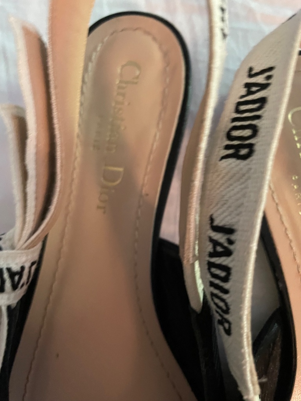 $990 Christian Dior Black Technical Canvas Ribbon J Adior Slingback Flats Sz 37 - Picture 5 of 16